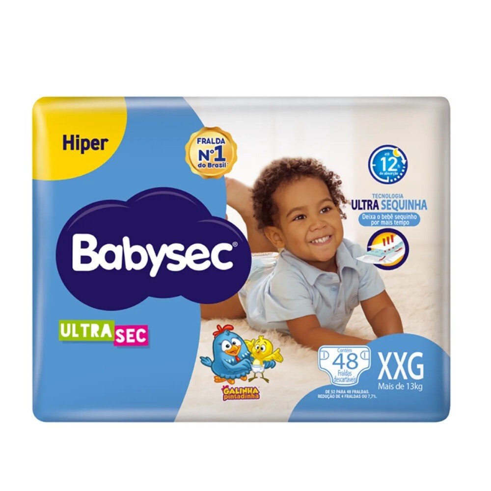 Capa do produto Fralda Descartável Babysec Galinha Pintadinha Hiper XXG 48 Unidades
