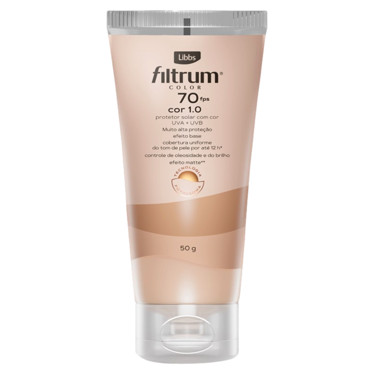 Capa do produto Protetor Solar Facial Com Cor 1.0 Fps 70 Filtrum Color Bisnaga 50G