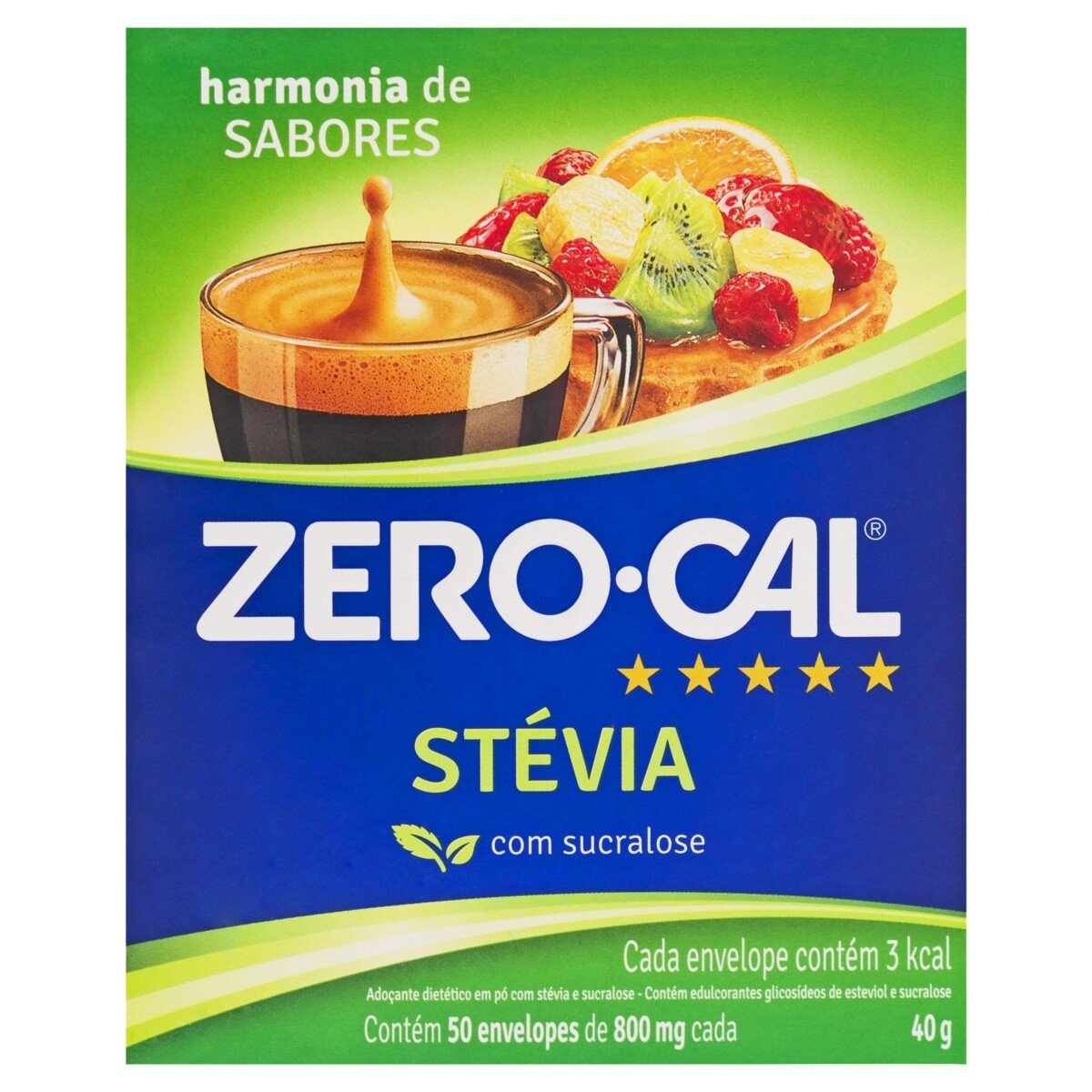Capa do produto Zero-Cal Adoçante Em Pó Stevia 50 Unidades
