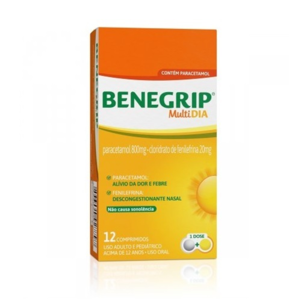 Capa do produto Benegrip Multi Dia 800Mg + 20Mg 12 Comprimidos