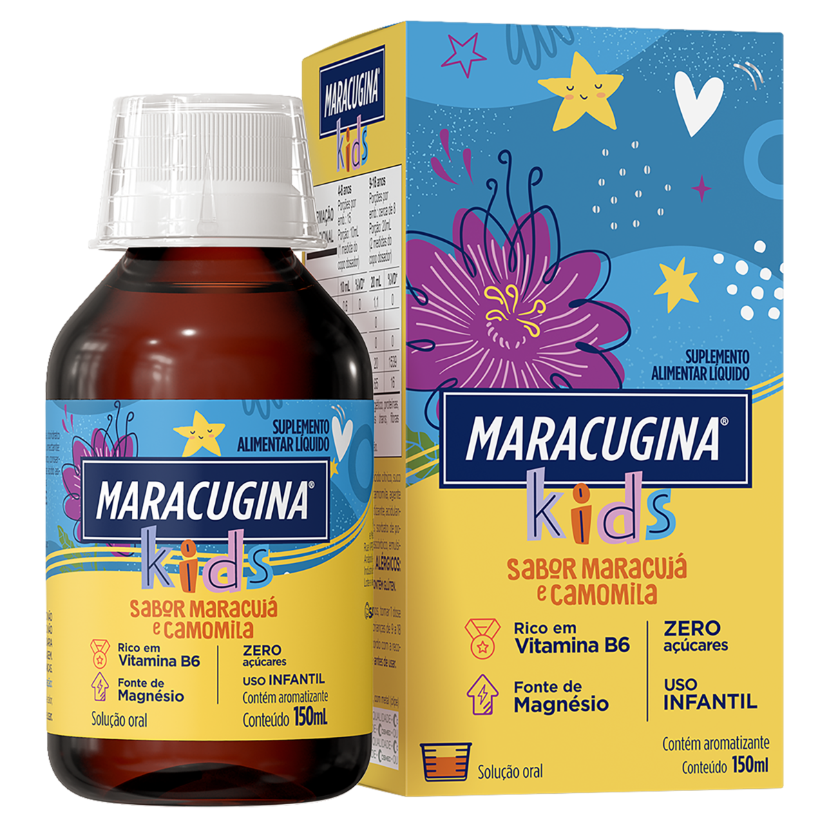 Capa do produto Suplemento Alimentar Maracujá e Camomila Maracugina Kids Caixa 150ml Solução Oral