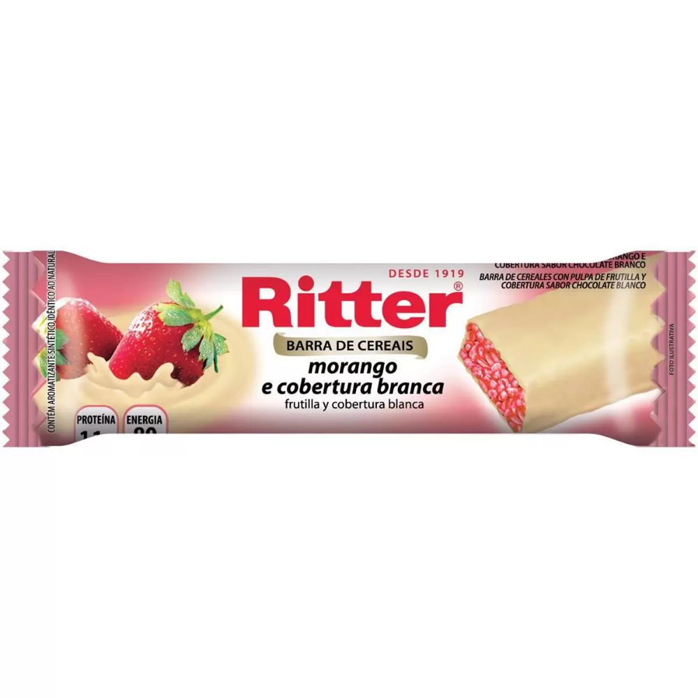 Capa do produto Barra de Cereal Ritter morango com chocolate branco, 20g