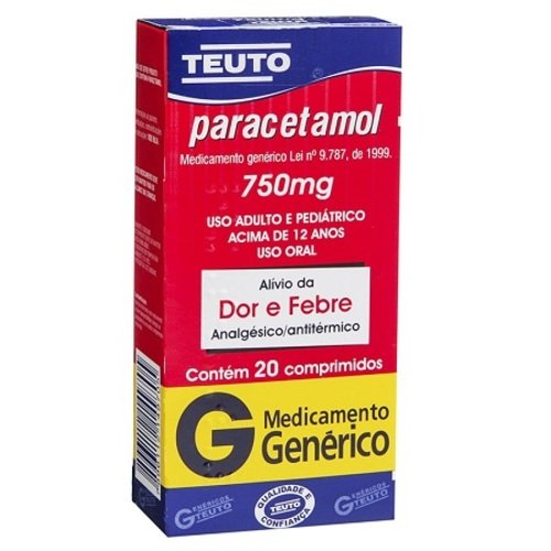 Capa do produto Paracetamol Genérico Teuto 750Mg Embalagem Hospitalar
