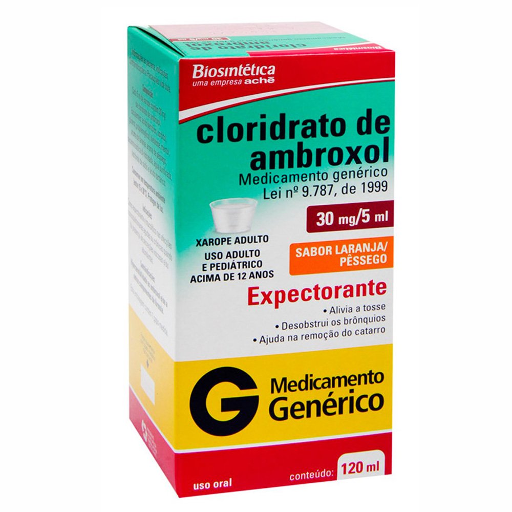 Capa do produto Cloridrato De Ambroxol Xarope Adulto Genérico Biosintética (Aché) 30Mg/5Ml 120Ml