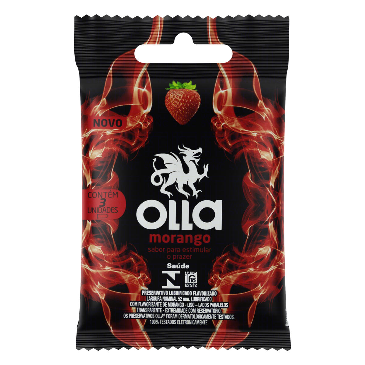 Capa do produto Preservativo Camisinha Olla Sabor Morango 3 Unidades