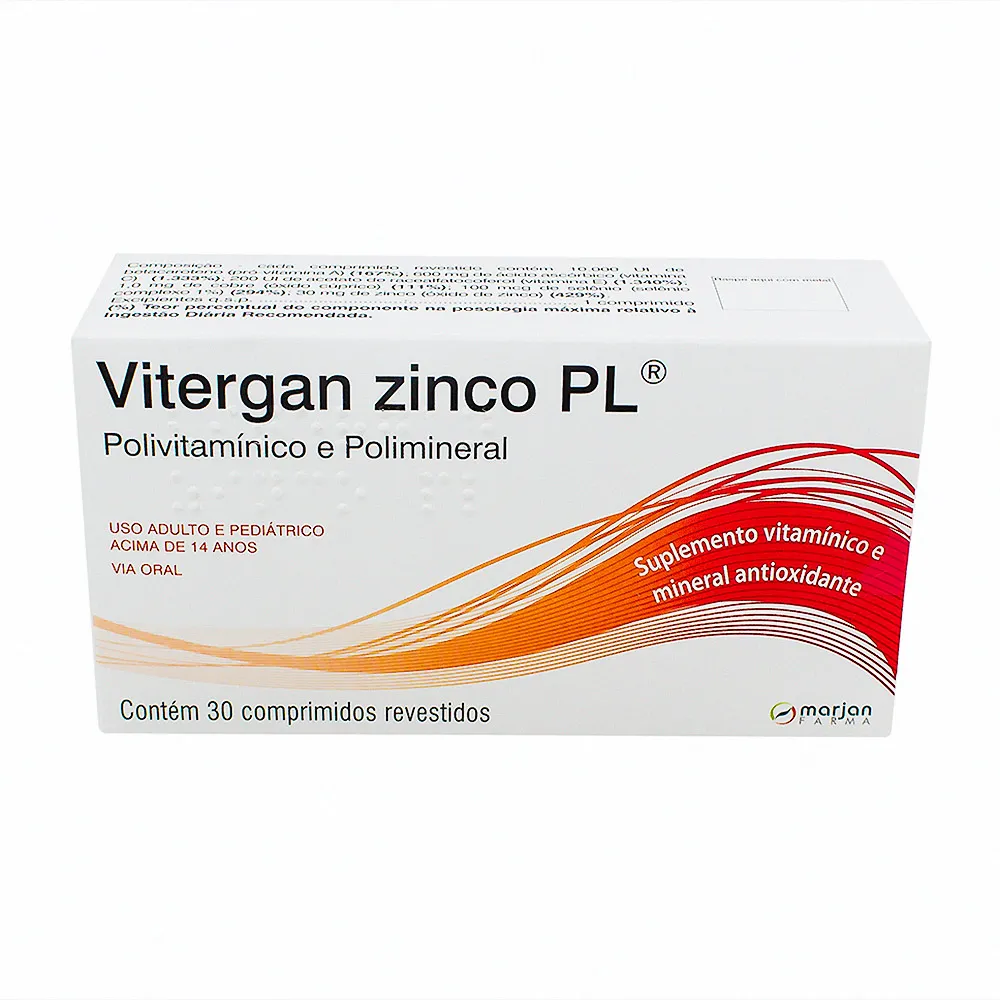 Capa do produto Vitergan Zinco Plus 30 Comprimidos