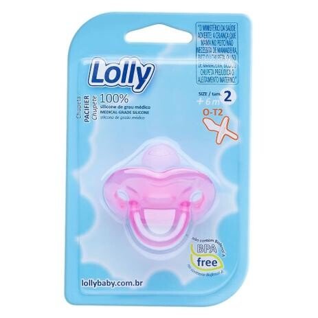 Capa do produto Lolly Baby Chupeta 100% Silicone Redondo Tamanho 2 Rosa 1 unidade