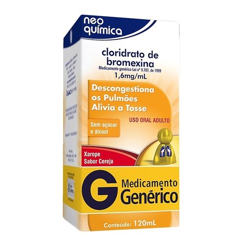Capa do produto Cloridrato De Bromexina Xarope Adulto Genérico Neo Quimica 1,6Mg/Ml 120Ml