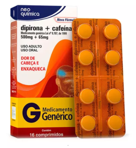 Capa do produto Dipirona Sódica + Cafeina Genérico Neo Quimica 16 Comprimidos