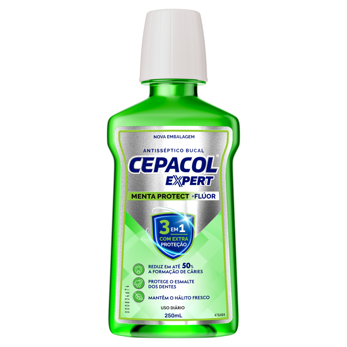 Capa do produto Enxaguante Bucal Antisséptico Menta Protect Cepacol Expert Frasco 250ml