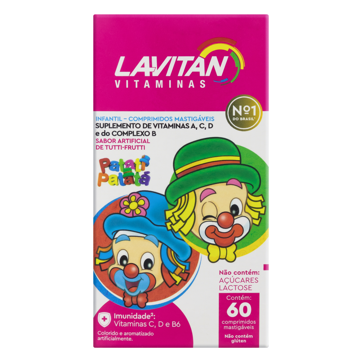 Capa do produto Lavitan Kids Sabor Tutti-Frutti 60 Comprimidos Mastigáveis