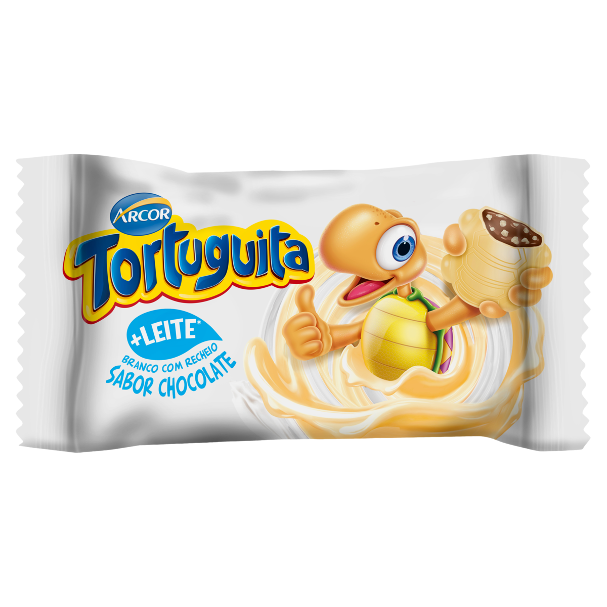 Capa do produto Chocolate Branco Recheio Chocolate Tortuguita Pacote 15,5g