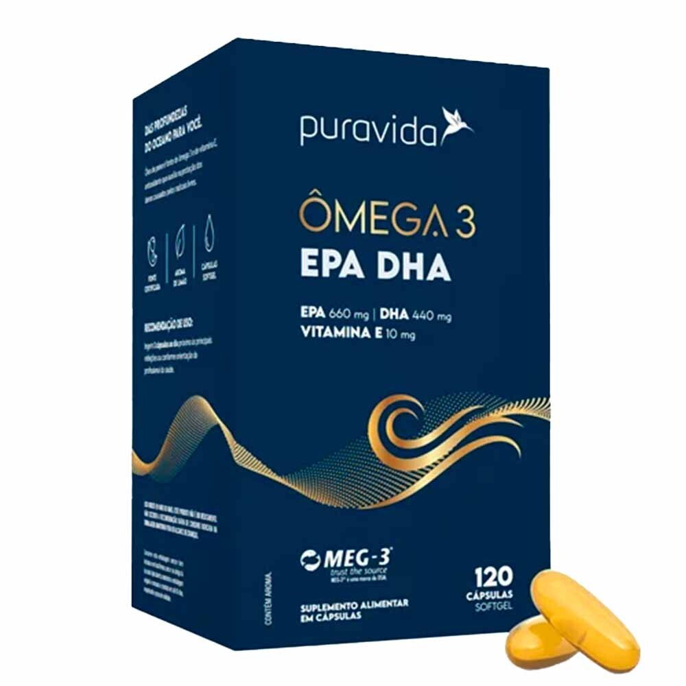 Capa do produto Ômega 3 EPA DHA 660mg Puravida Caixa 120 Cápsulas Softgel