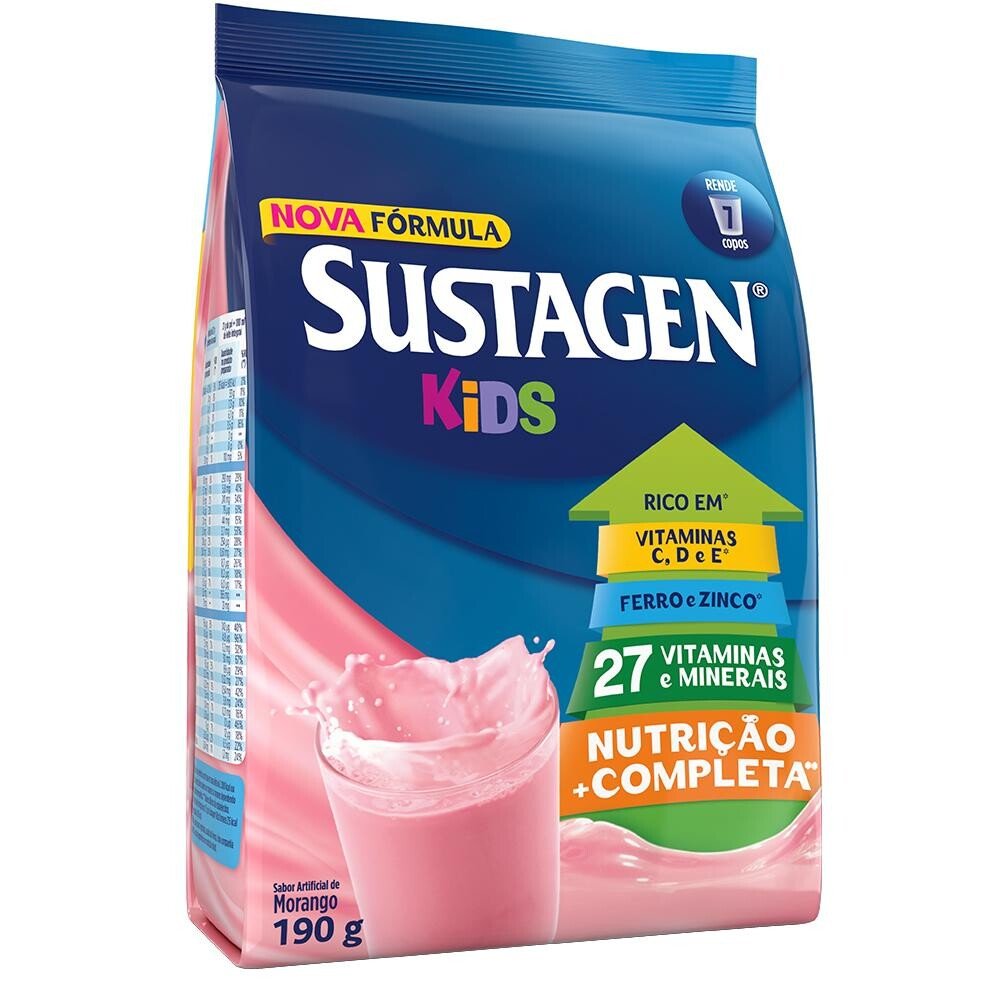 Capa do produto Complemento Alimentar Sustagen Kids Sabor Morango 190G