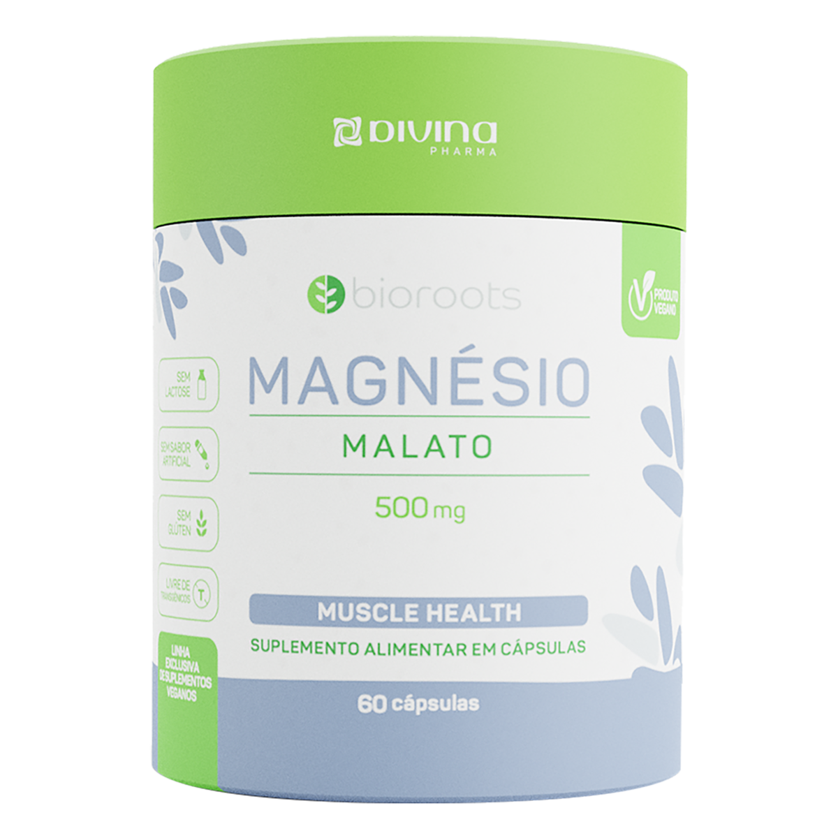 Capa do produto Magnésio 500Mg Bioroots Pote 60 Cápsulas