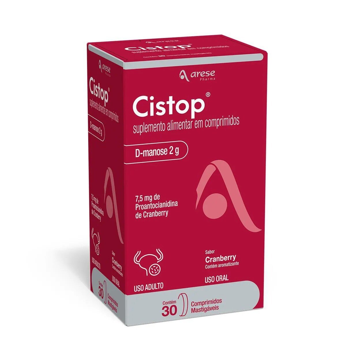 Capa do produto Cistop D-Manose 2g Sabor Cranberry 30 comprimidos