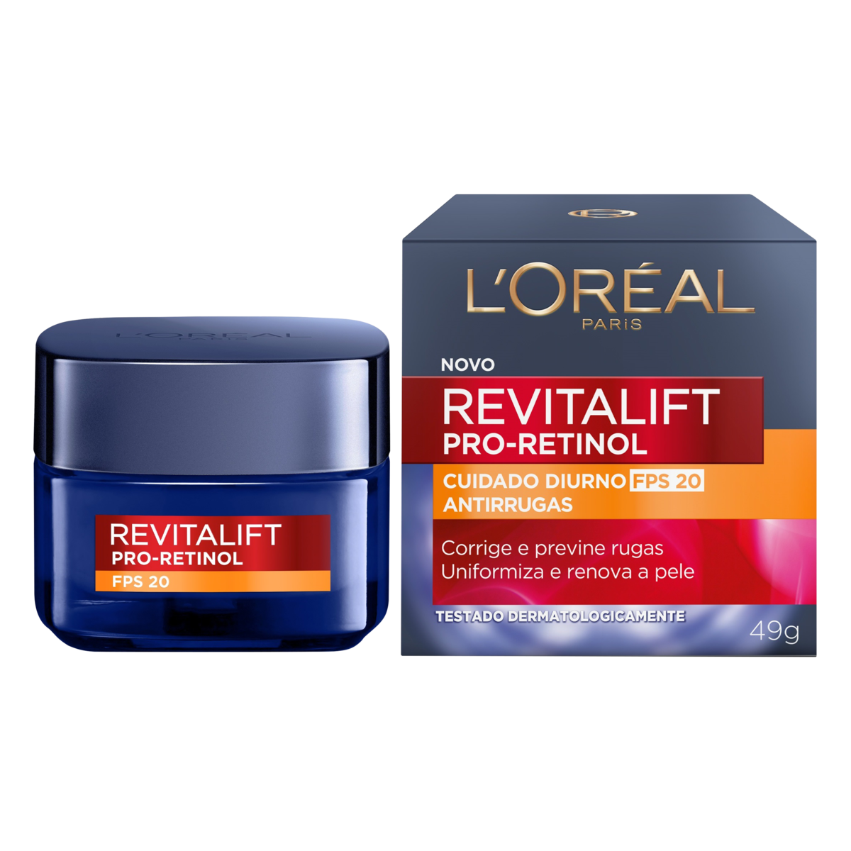Capa do produto Creme Facial Antirrugas L'Oréal Paris Revitalift Retinol Cuidado Diurno Fps20 49G